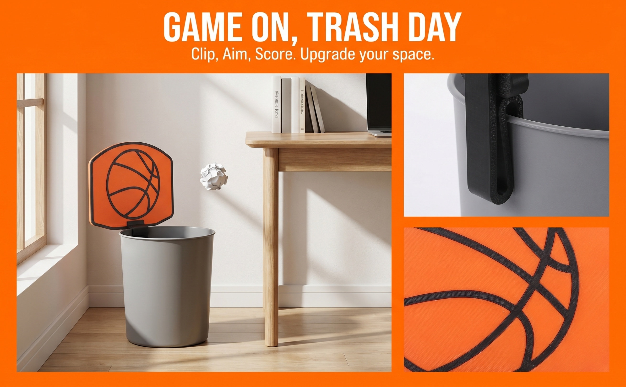 Basketball Hoop - Basketball Trash Can Hoop Mini Clip